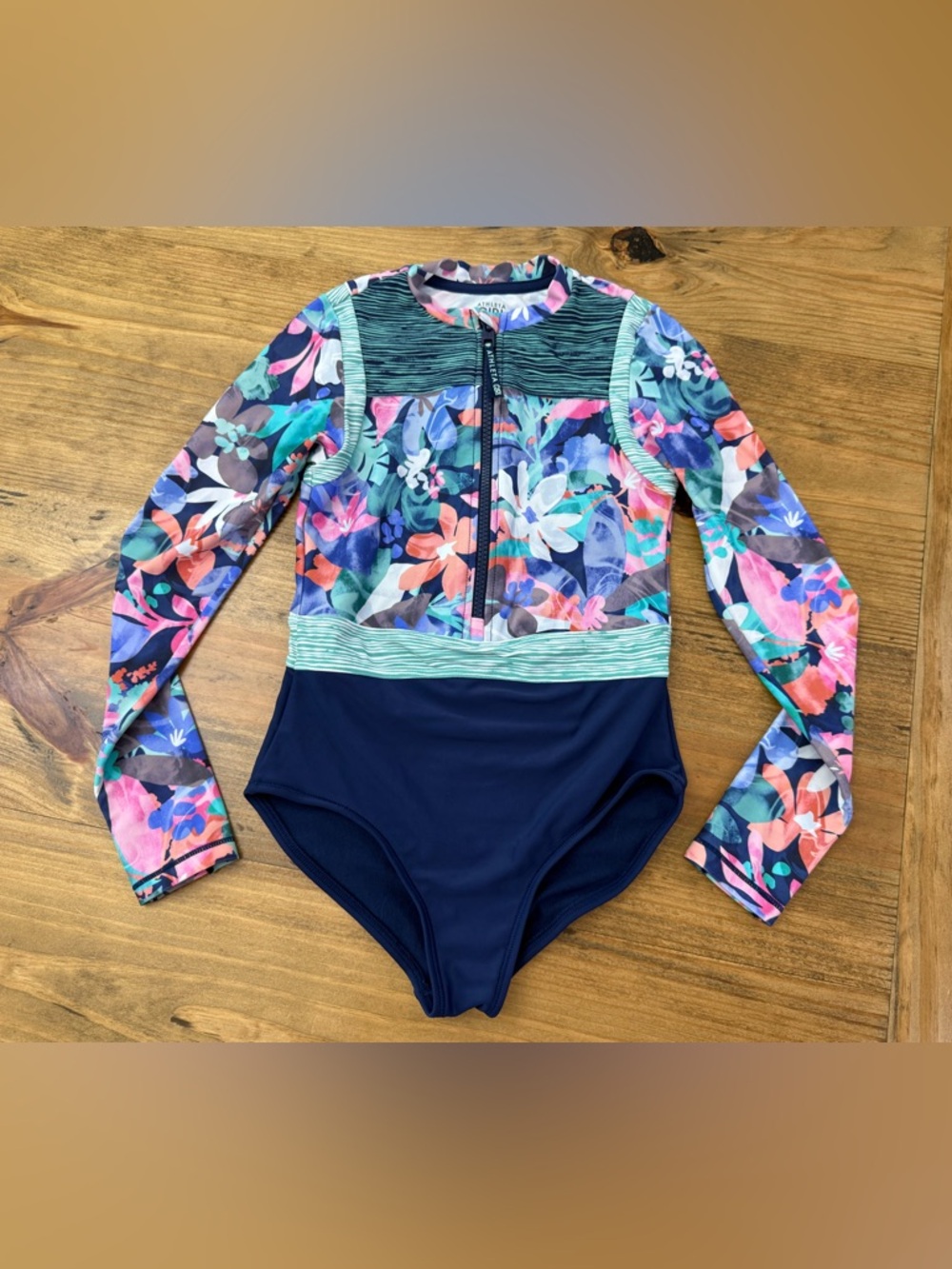 Athleta Girl Island Time long-sleeve rashguard one-piece swimsuit